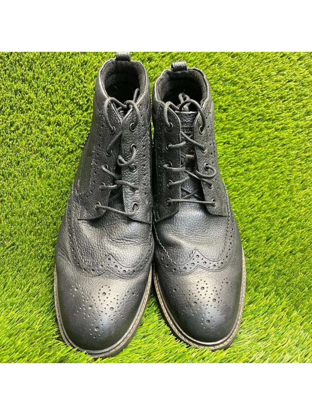 Nunn Bush Odell II Mens Size 10E Black Outdoor Leather Lace Up Wingtip Boots